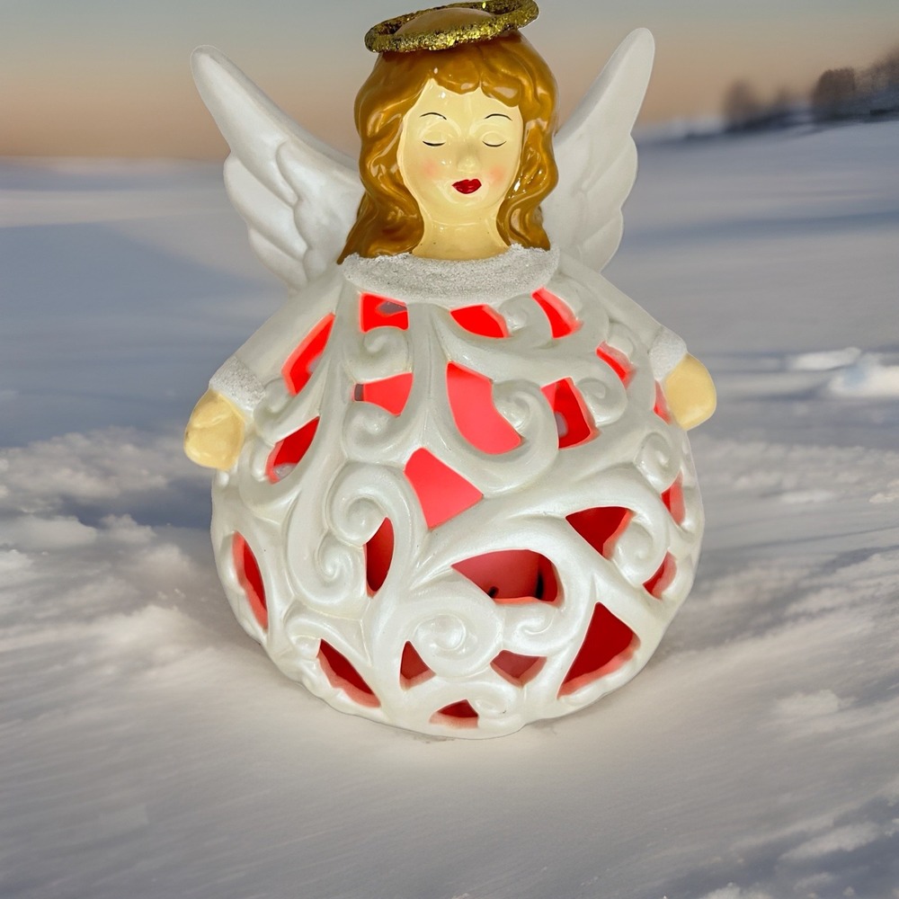 Home Reflections QVC 7.5" Angel W Flameless Soft White / Color Changing Candle